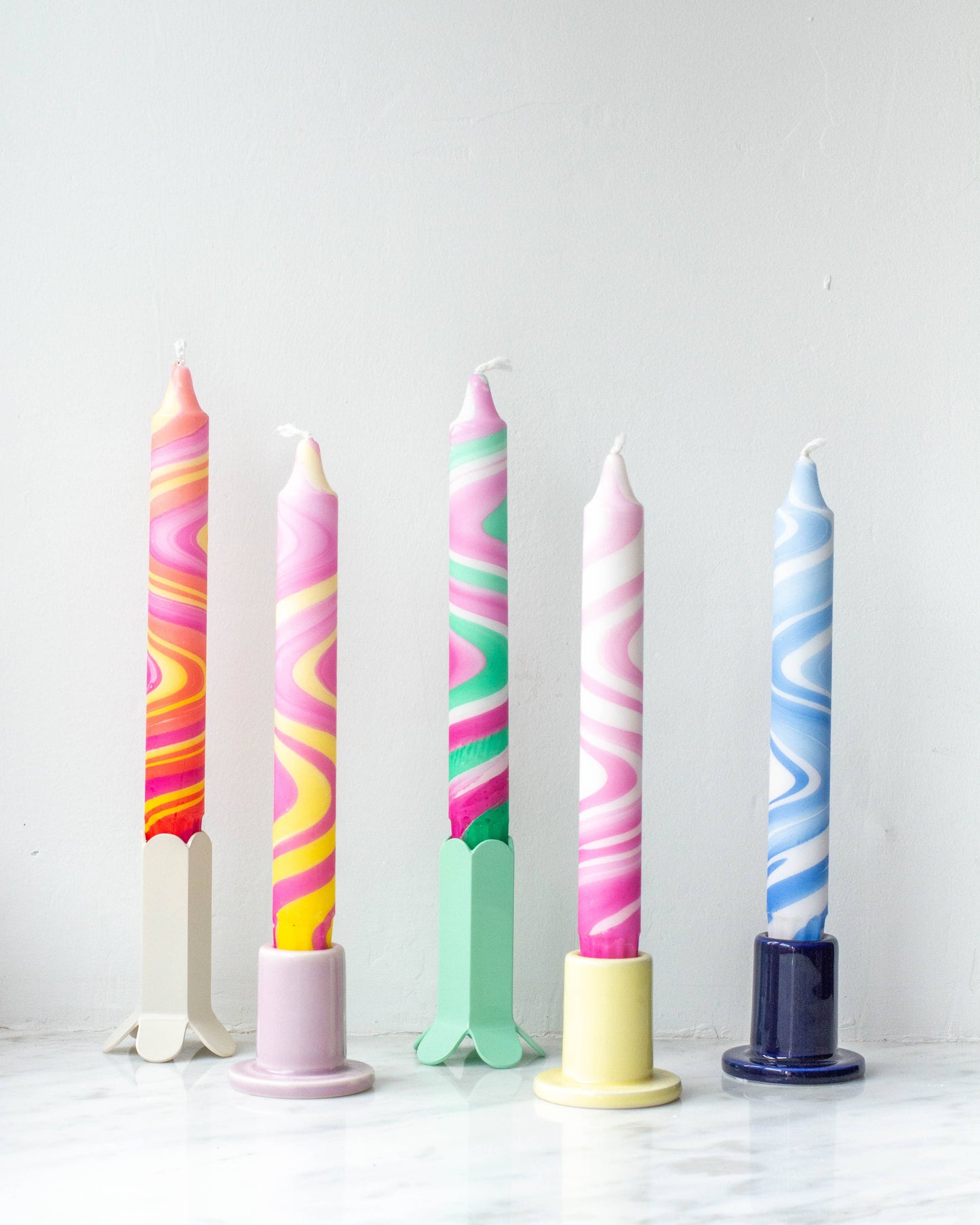 Taper candles - marble mix