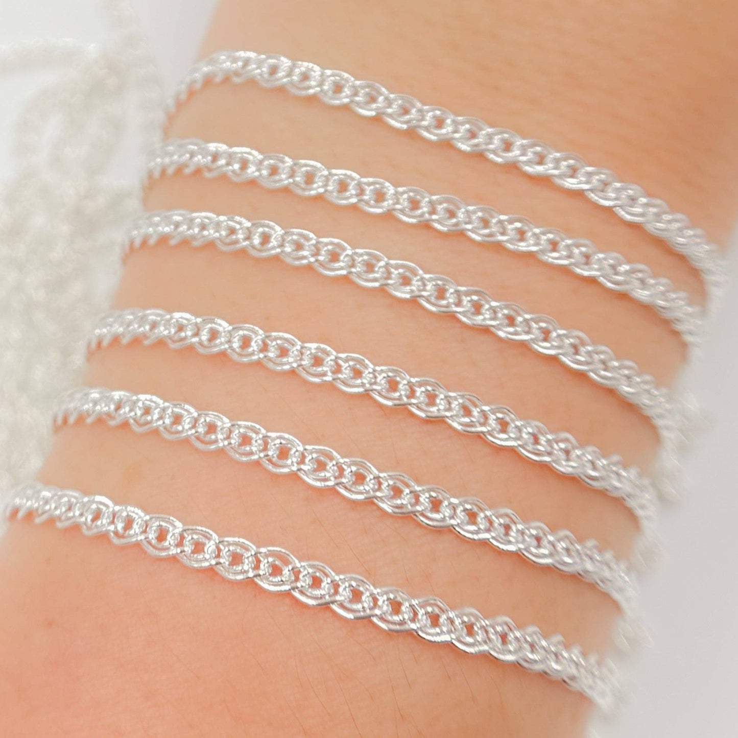 V284SS. Sterling Silver Double Curb Chain