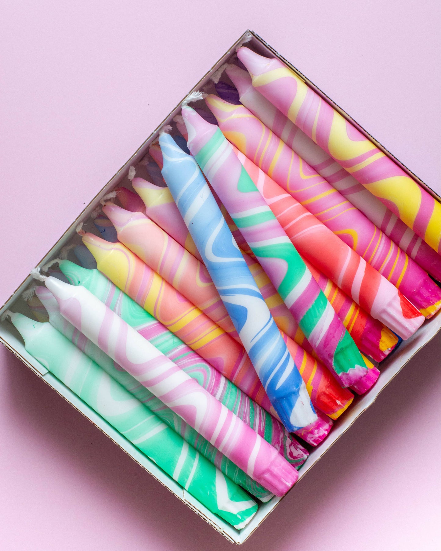 Taper candles - marble mix