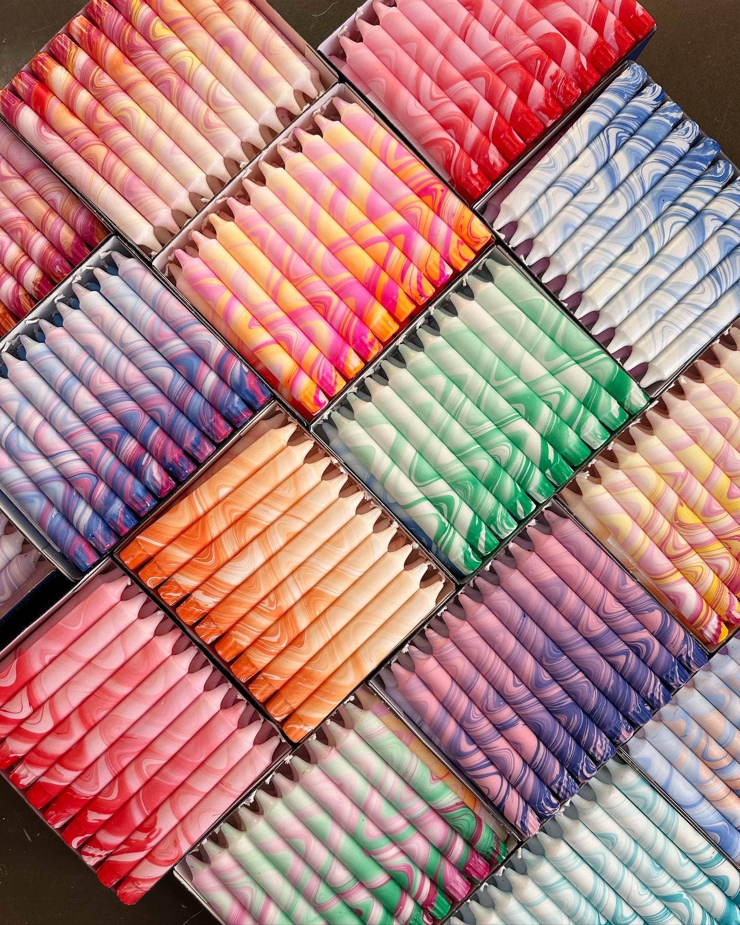 Taper candles - marble mix
