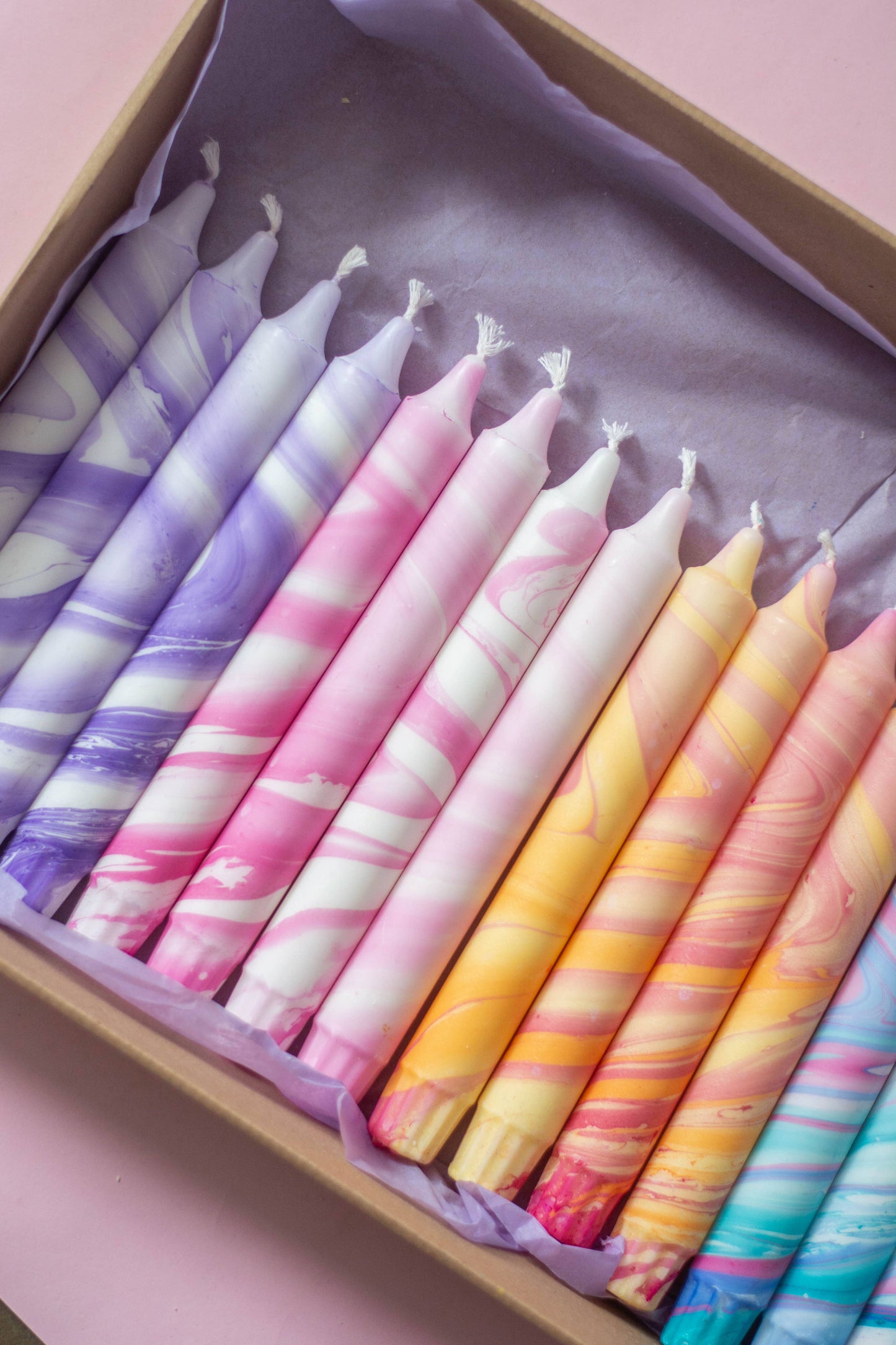Taper candles - marble mix