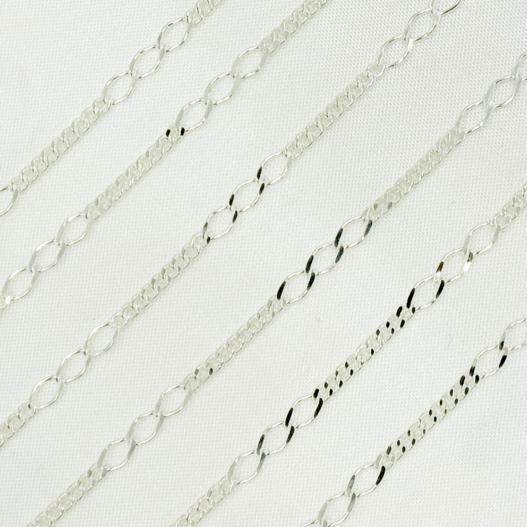 V240SS. Sterling Silver 3 Links Long and Curb Chain