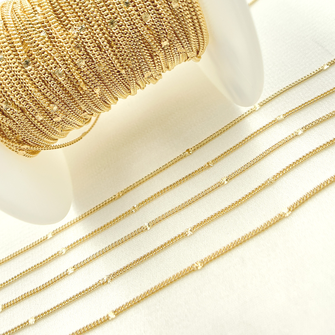 69S1GF. 14k Gold Filled Satellite Curb & Diamond Cut Marina Link Chain