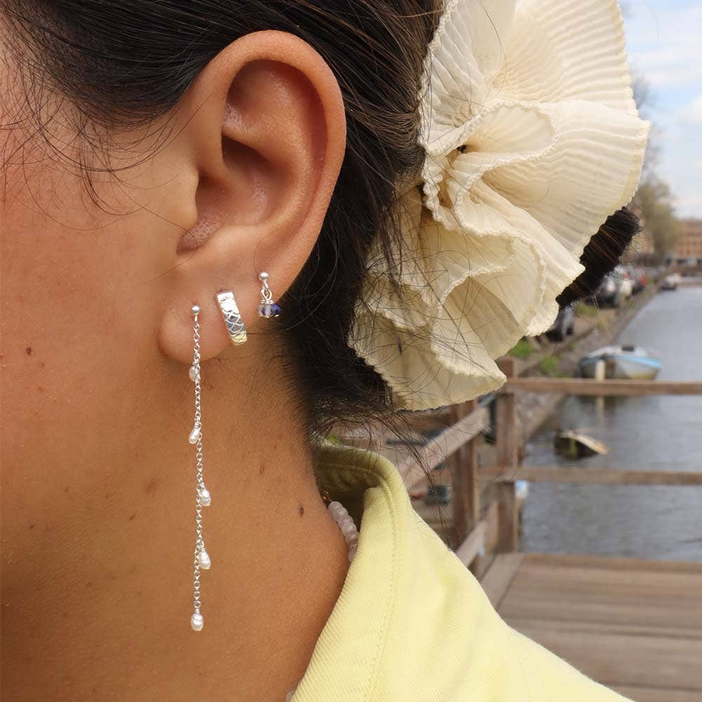 Dangle Pearls stud earring silver