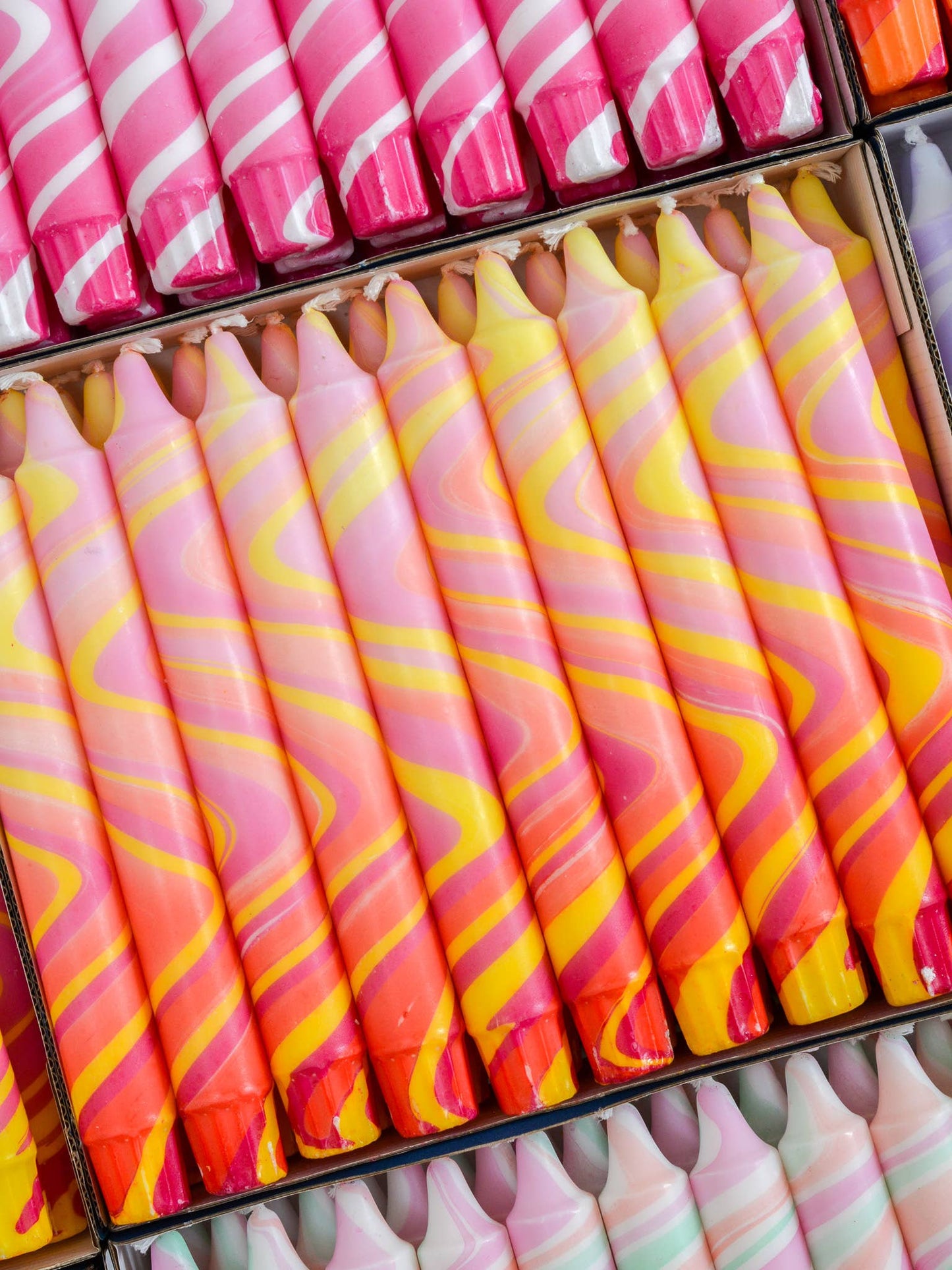 Summer Marble Candles - Pink / Yellow / Red Marble