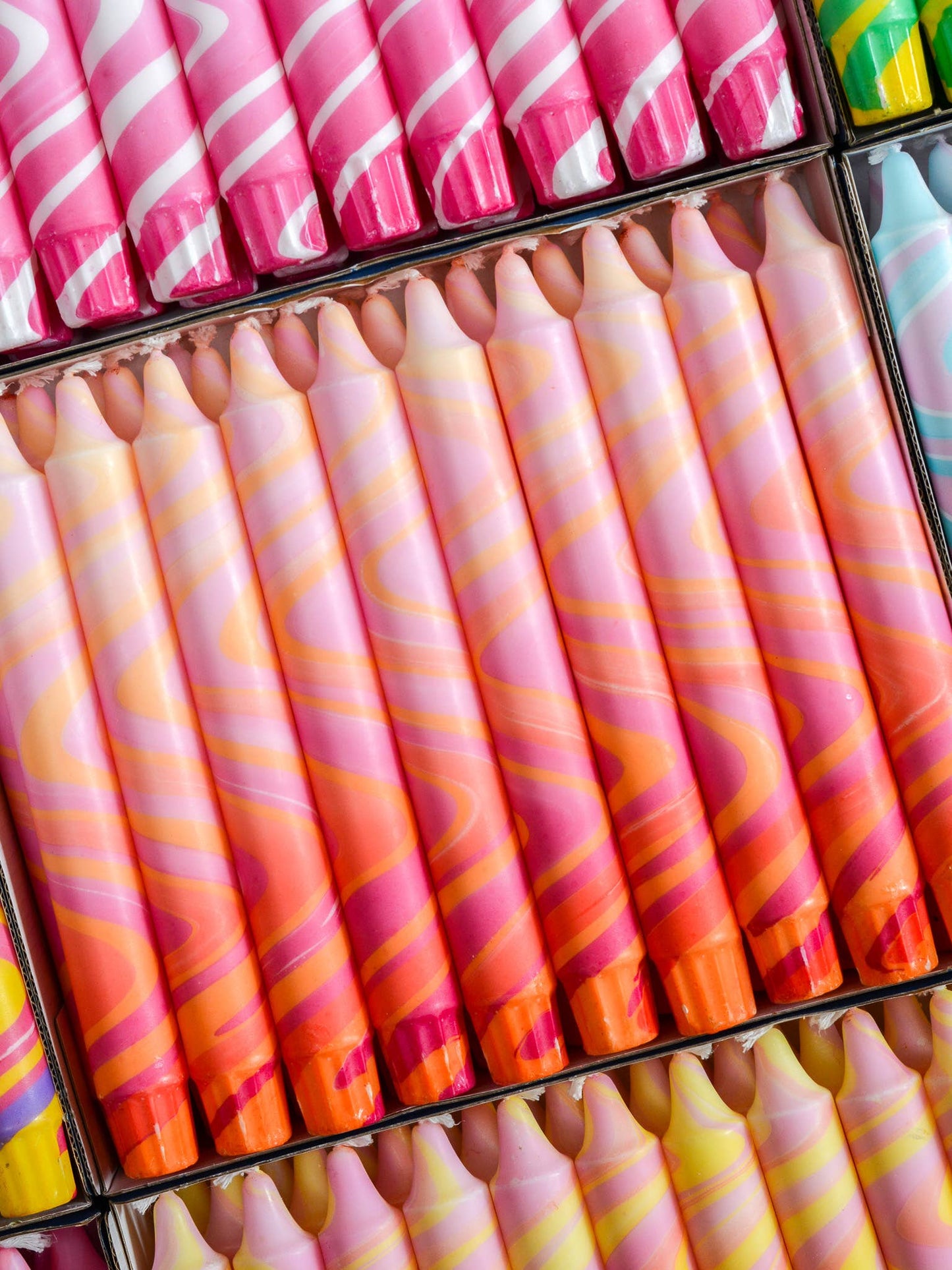 Summer Marble Candles - Pink / Orange & Red
