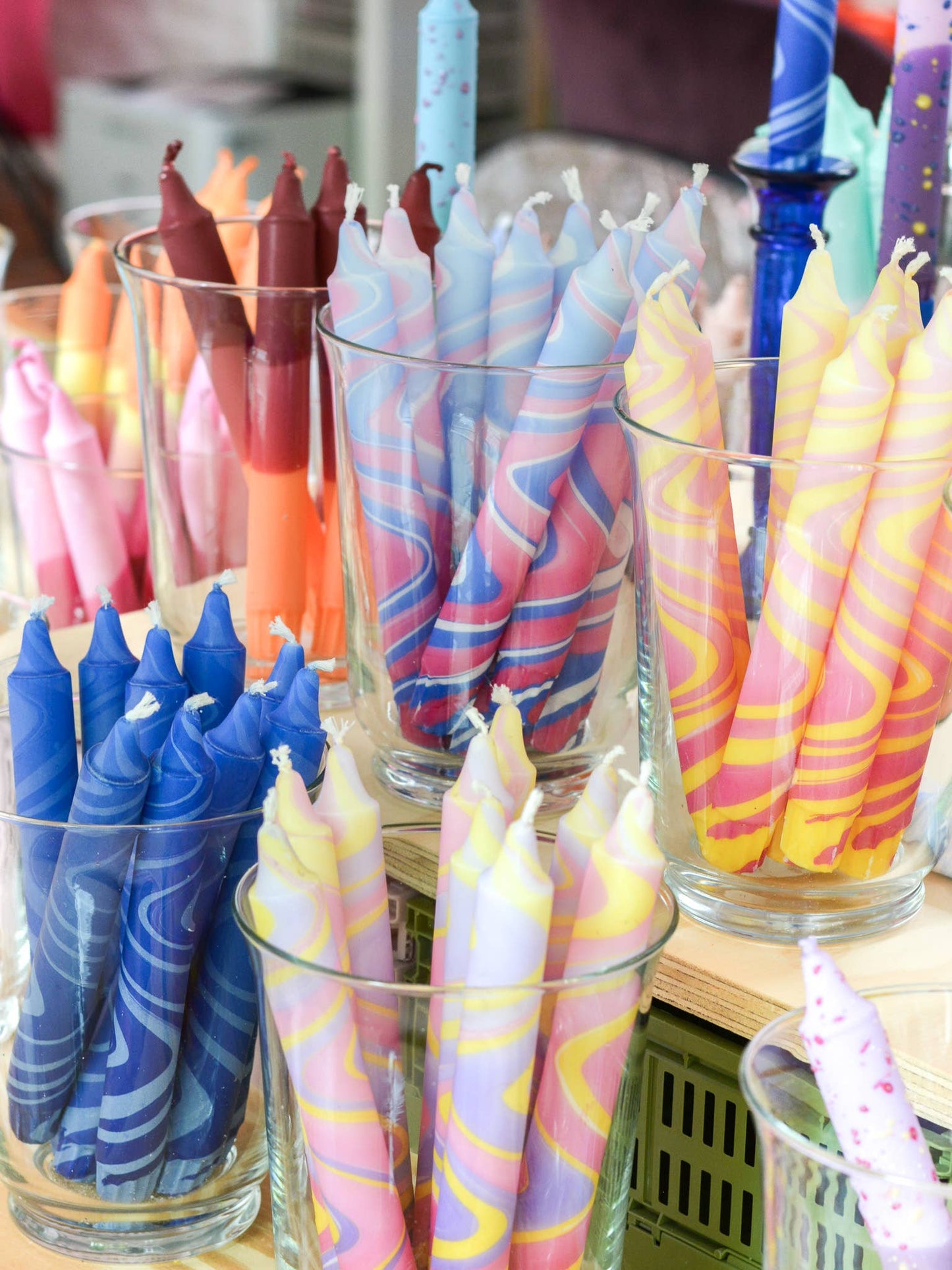 Taper candles - marble mix