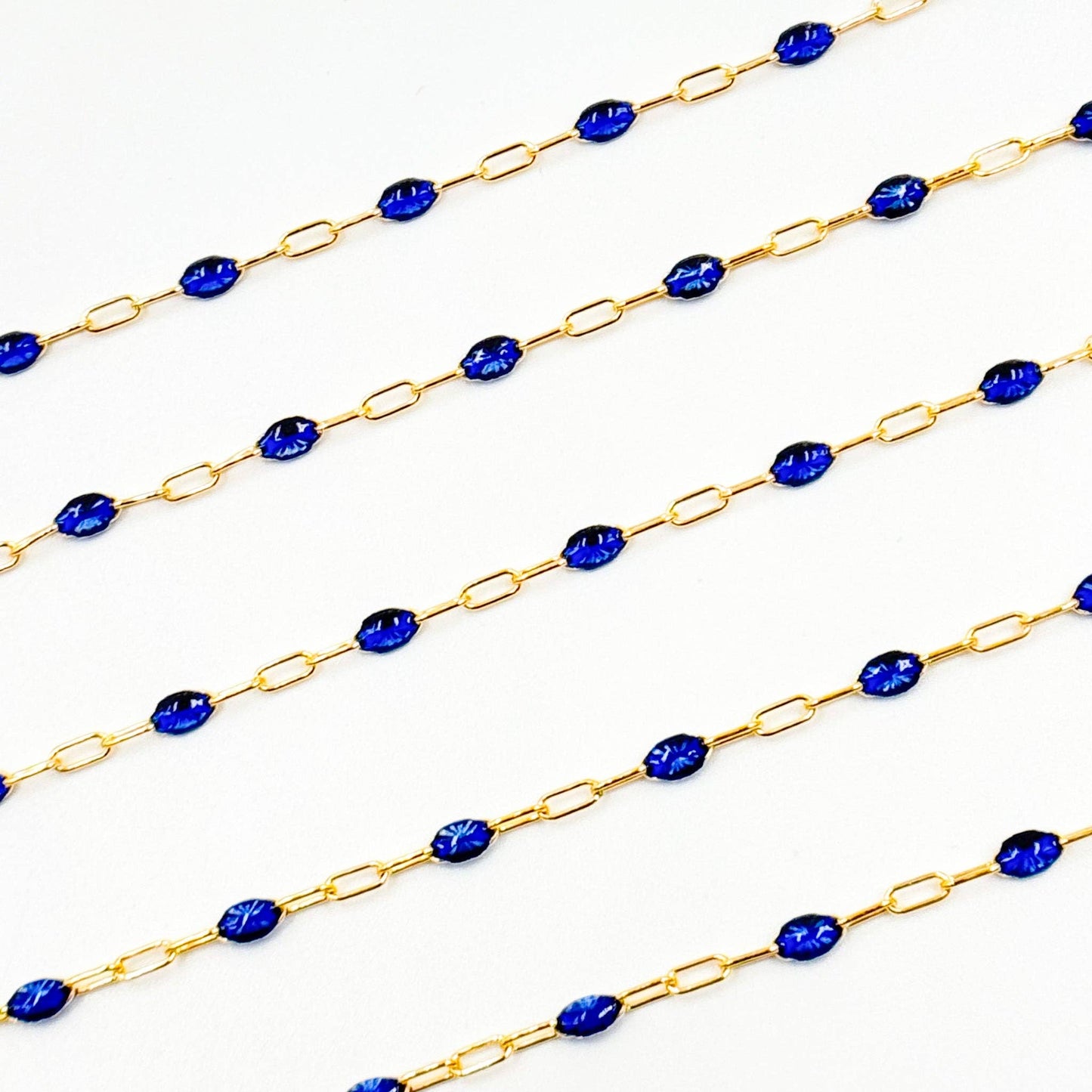 V250-BLGF. 14k Gold Filled Blue Color Enamel Satellite Cable Chain