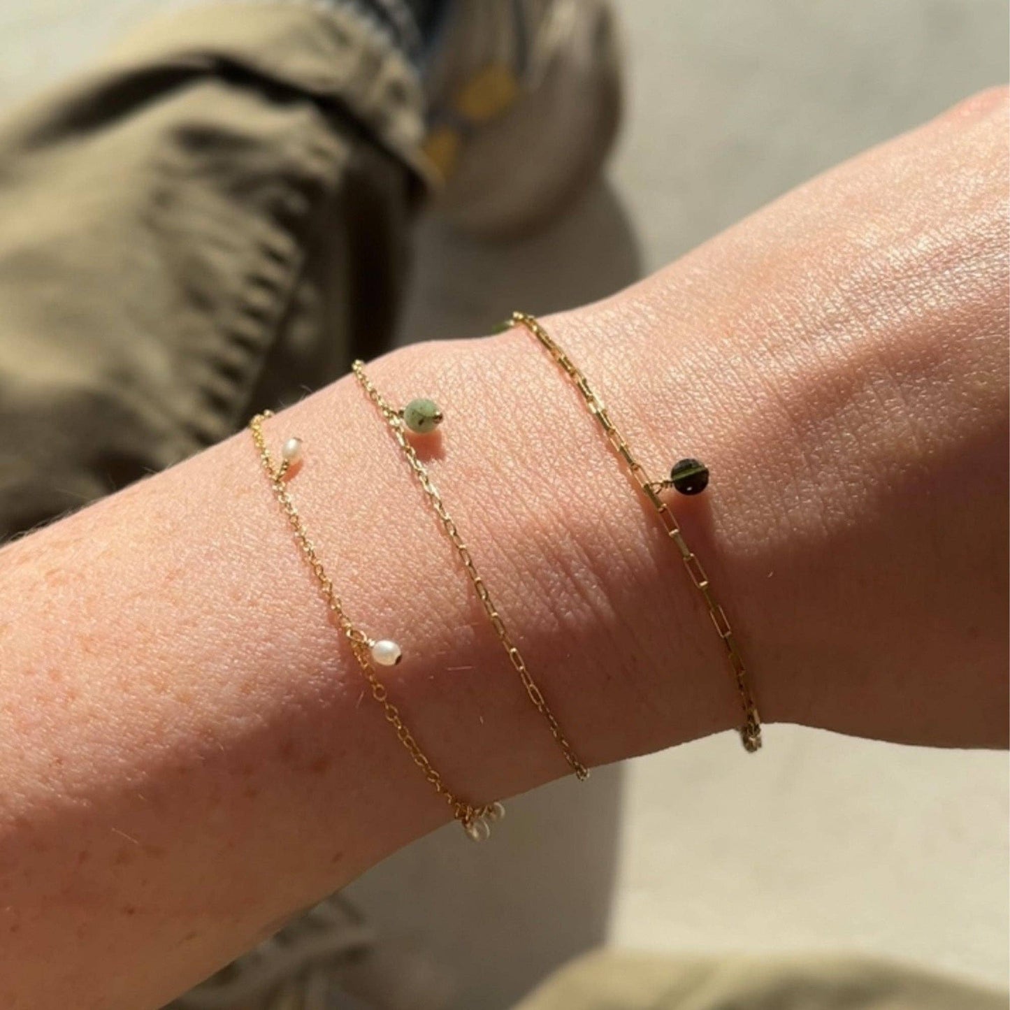 Dangle Pearls bracelet gold filled