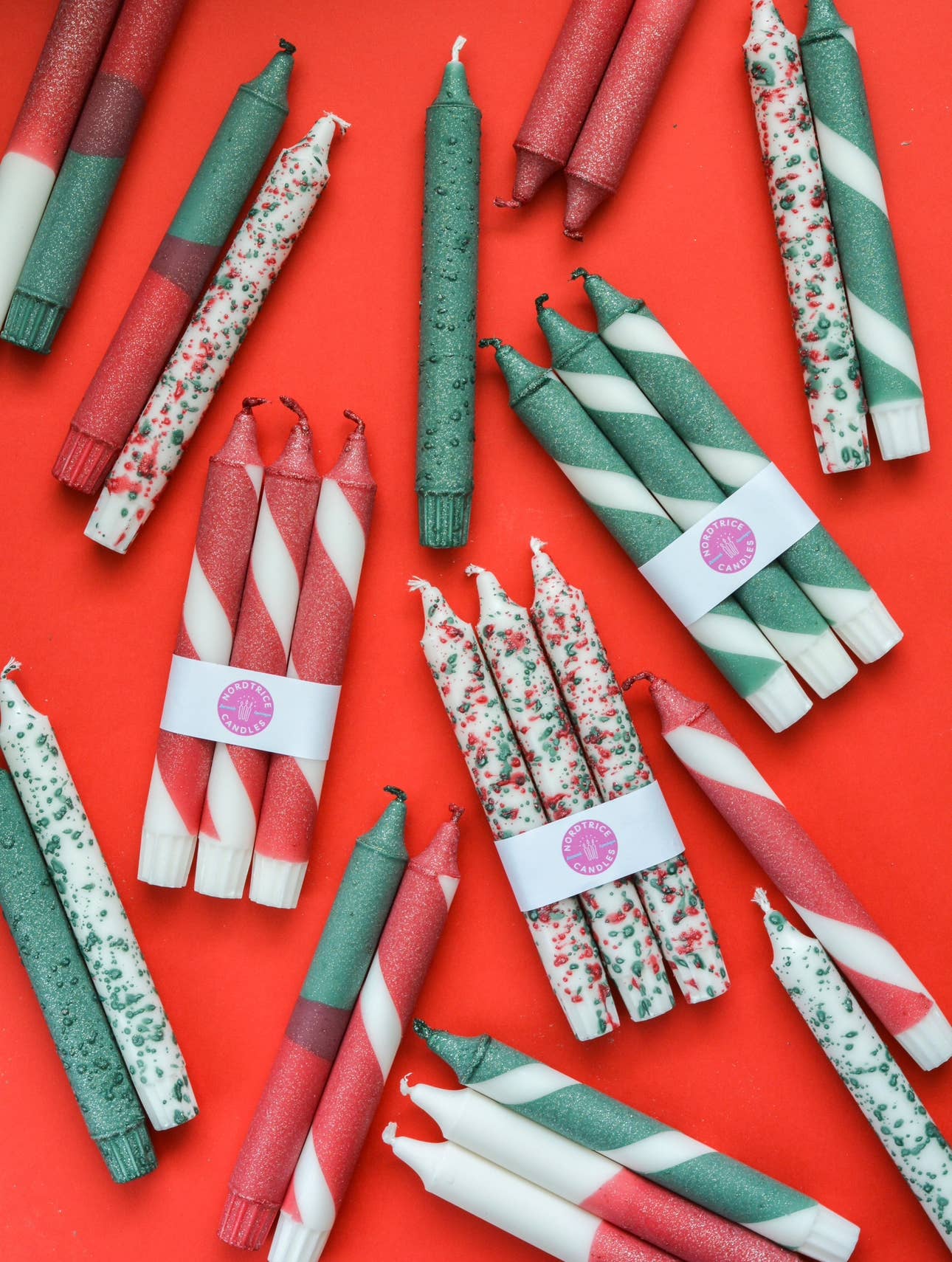 Taper candles- 3 pack/ Candles Christmas Glitter Red