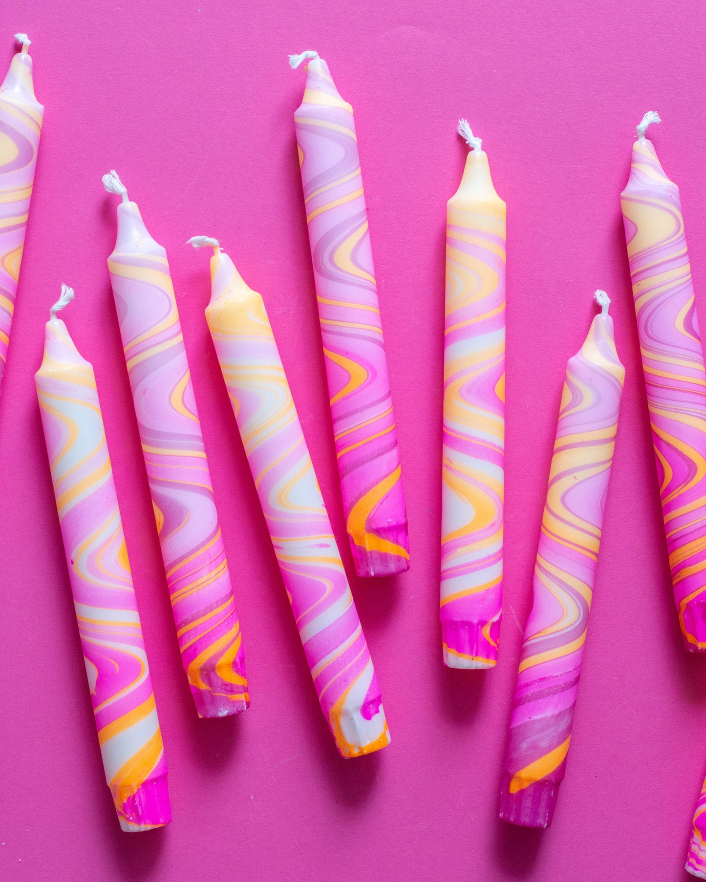 Taper candles - marble neon mix
