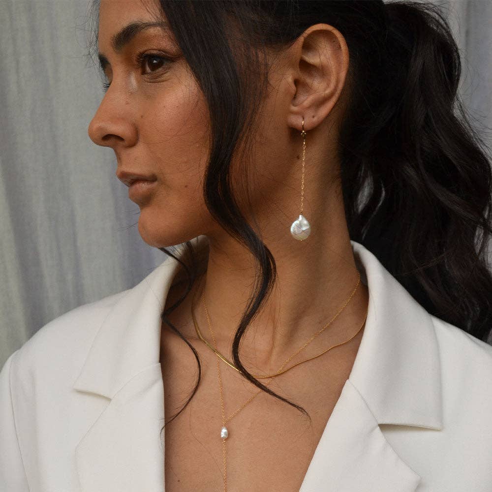 Baroque pearl hook earring gold filled