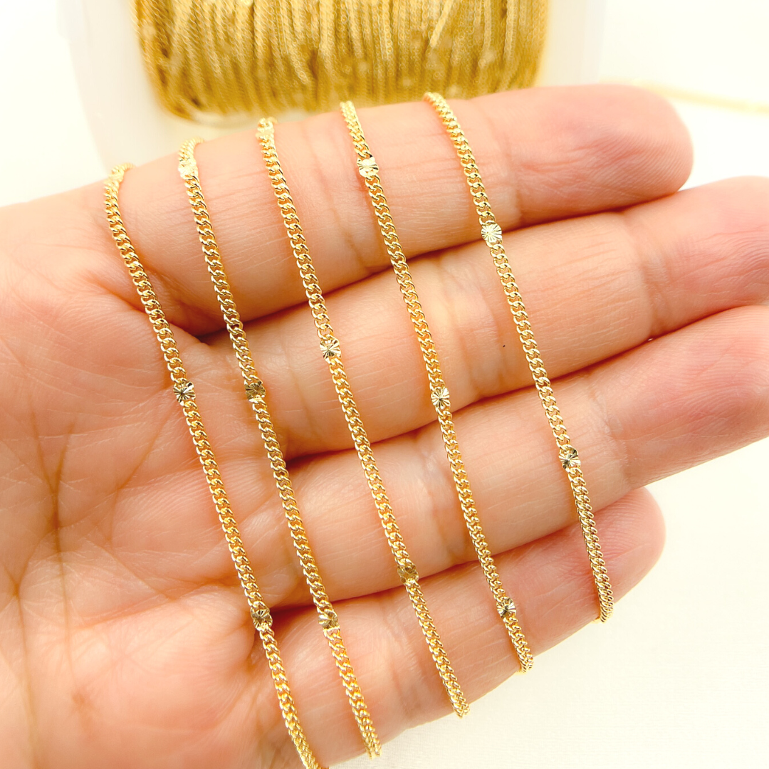 69S1GF. 14k Gold Filled Satellite Curb & Diamond Cut Marina Link Chain