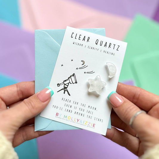 Crystal Star & Moon - Clear Quartz