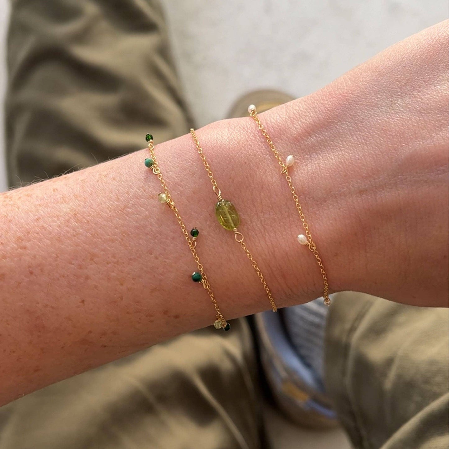 Dangle Pearls bracelet gold filled