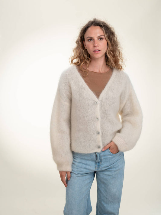 Valentina knit cardigan made from Italian kid mohair