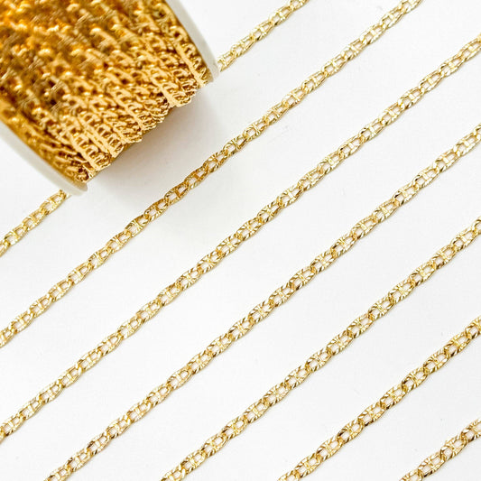 V314GF. 14K Gold Filled Diamond Cut Flat Marina Link Chain