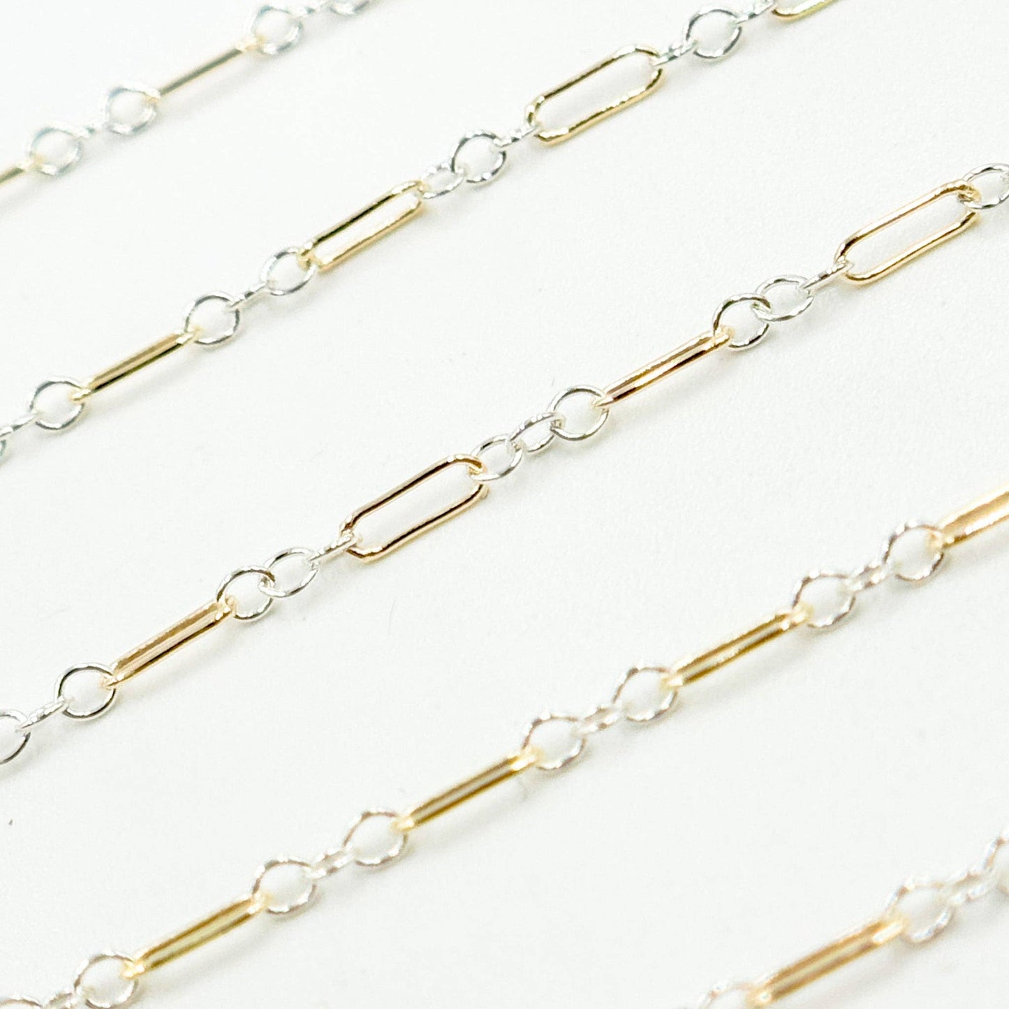 XM/1003/SP. 14k Gold Filled 1 Long & 3 Sterling Silver Short Link Chain