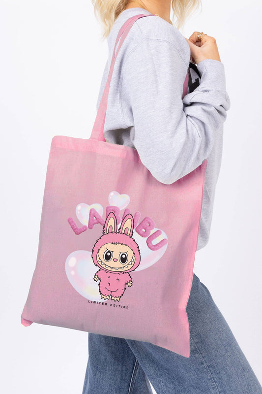 Cute Labubu Printed Cotton Tote Bag