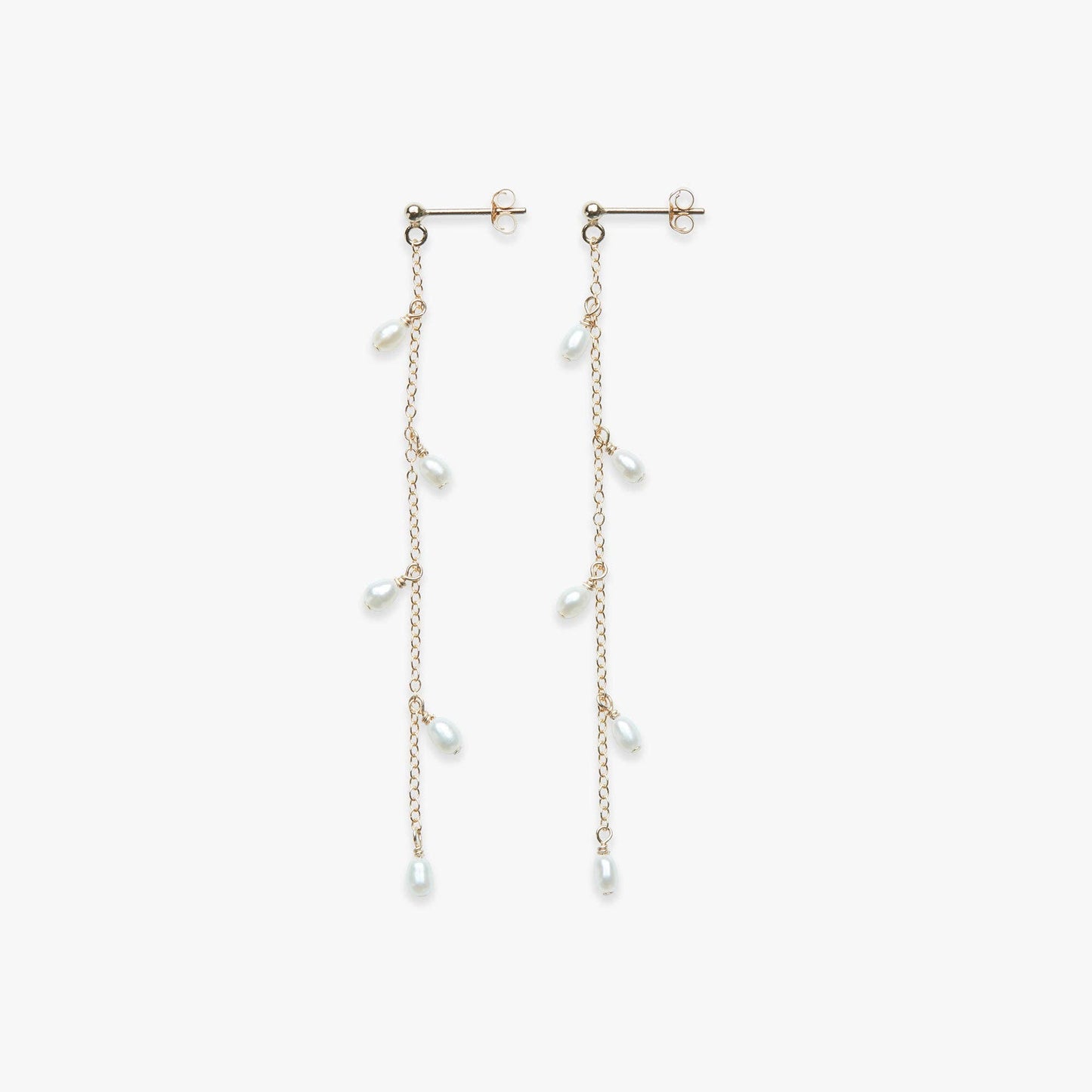 Dangle Pearls gold filled stud earring