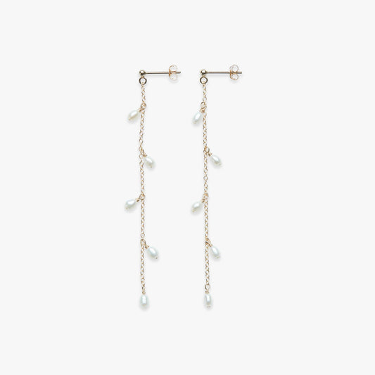 Dangle Pearls gold filled stud earring