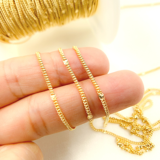 69S1GF. 14k Gold Filled Satellite Curb & Diamond Cut Marina Link Chain