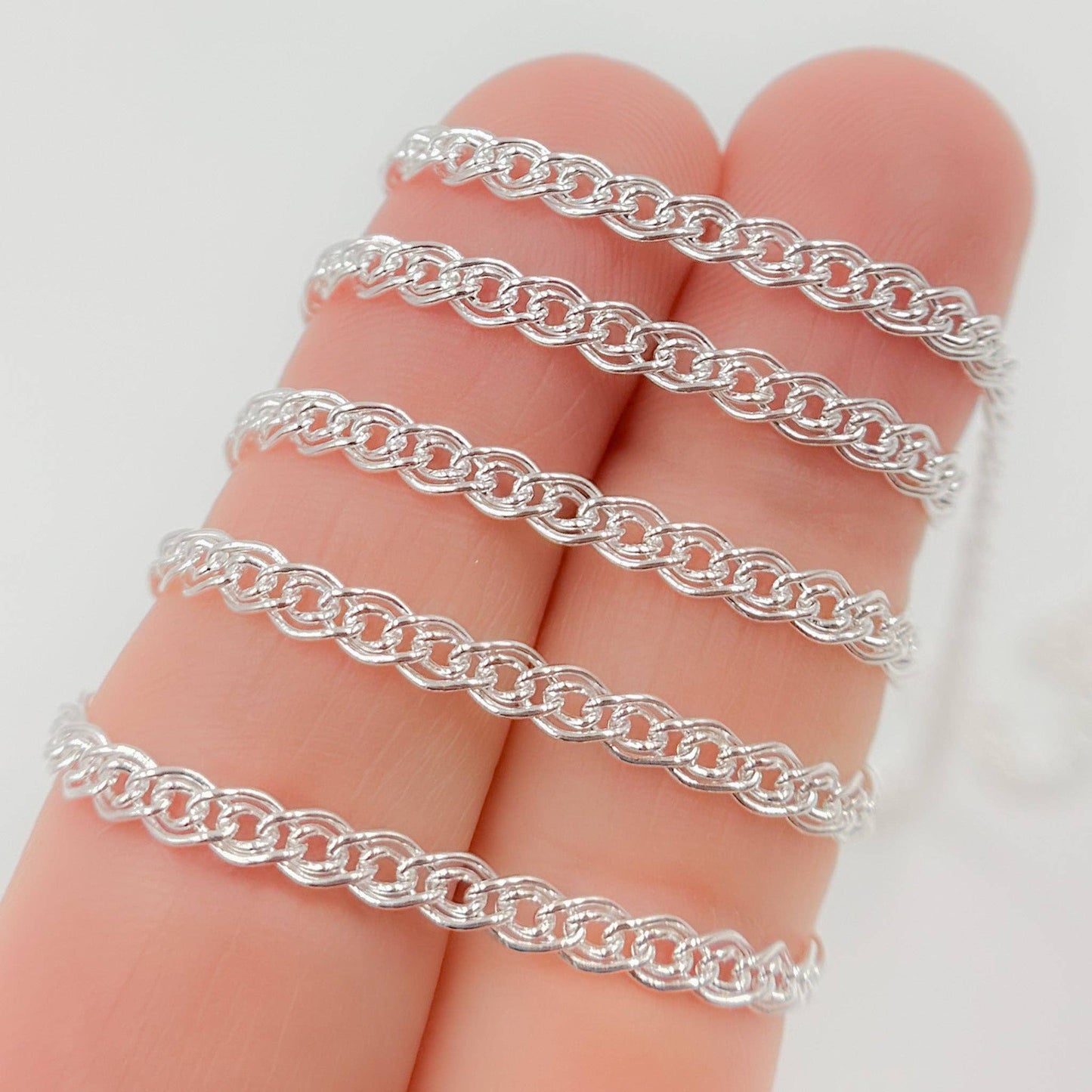 V284SS. Sterling Silver Double Curb Chain