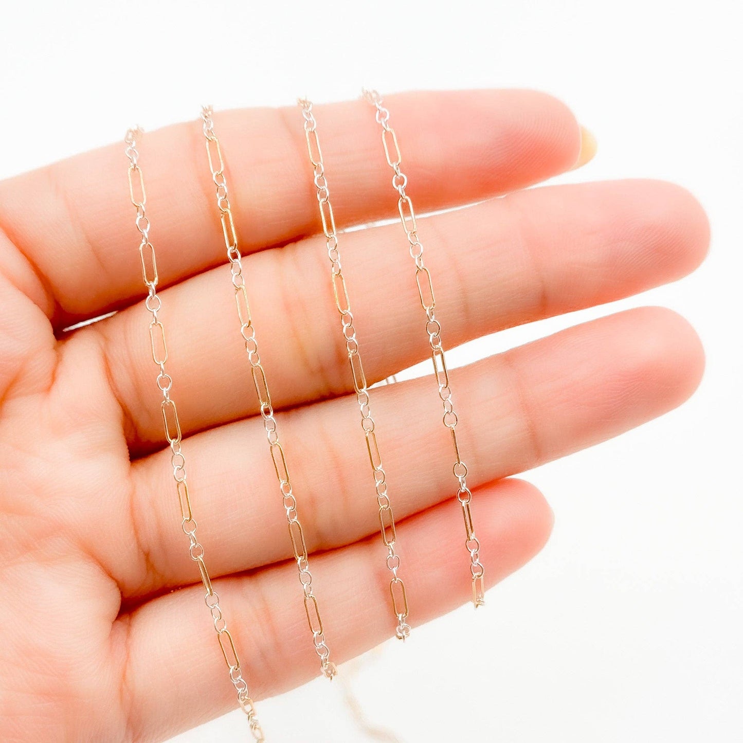 XM/1003/SP. 14k Gold Filled 1 Long & 3 Sterling Silver Short Link Chain