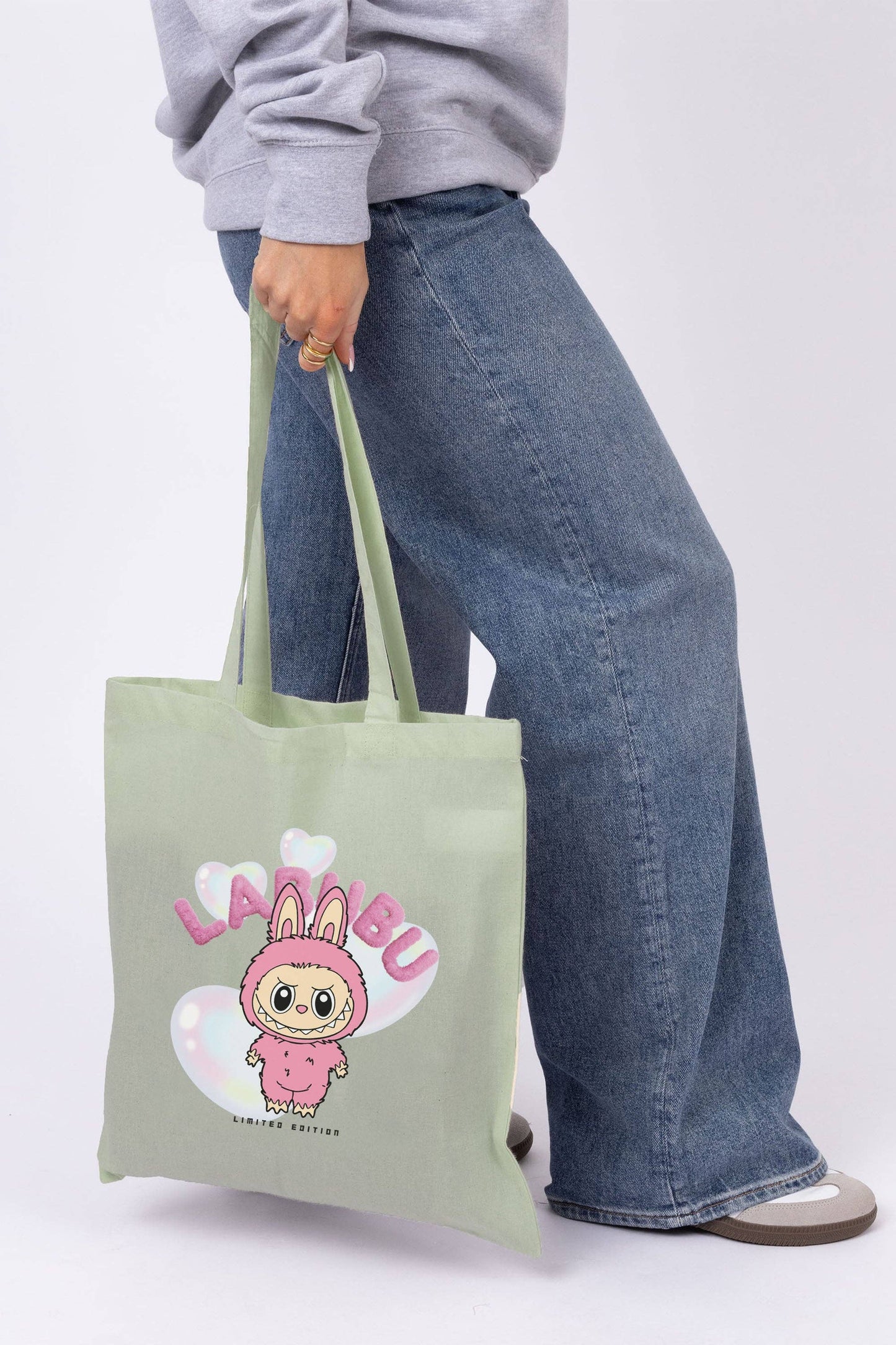 Cute Labubu Printed Cotton Tote Bag