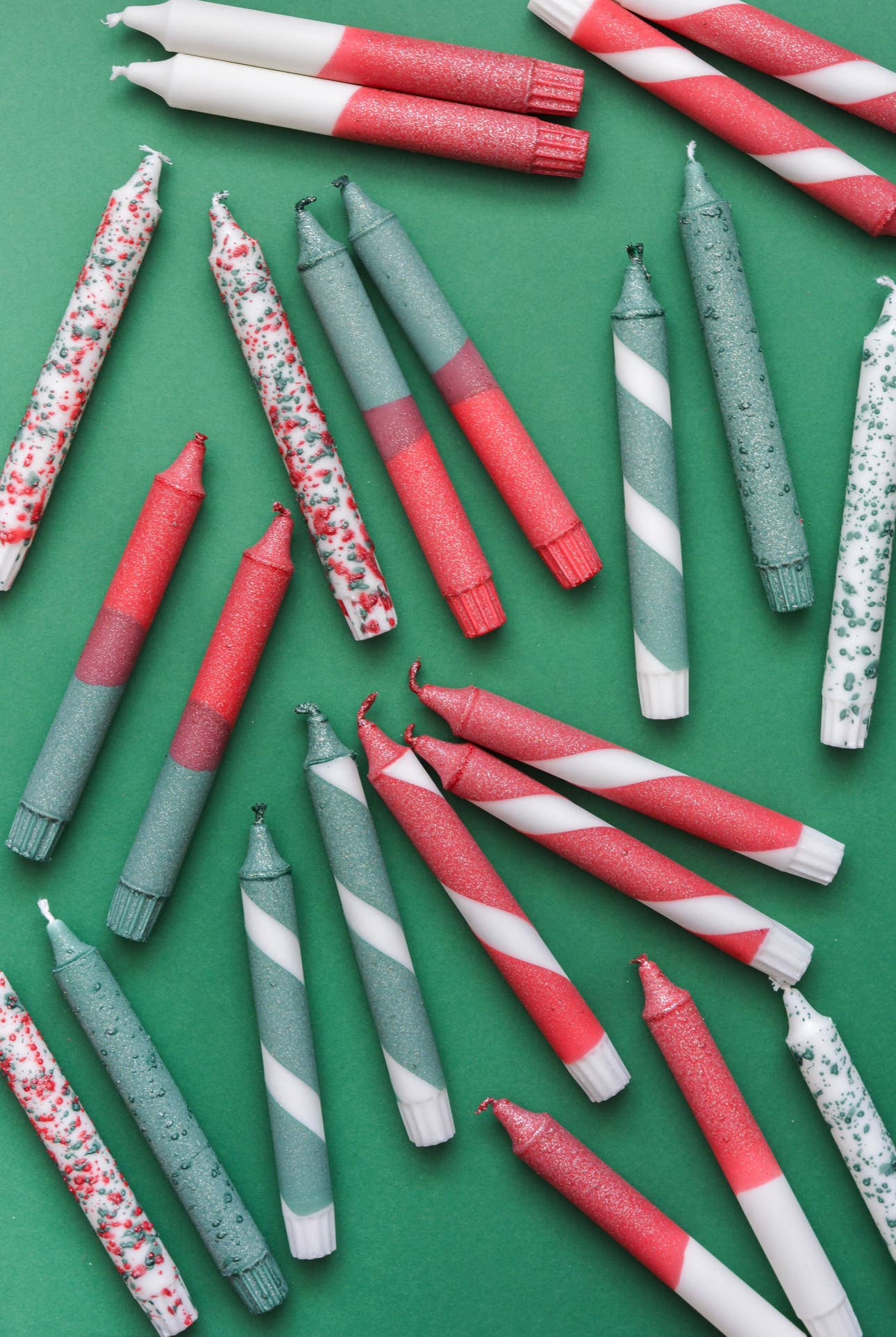 Taper candles- 3 pack/ Candles Christmas Glitter Red