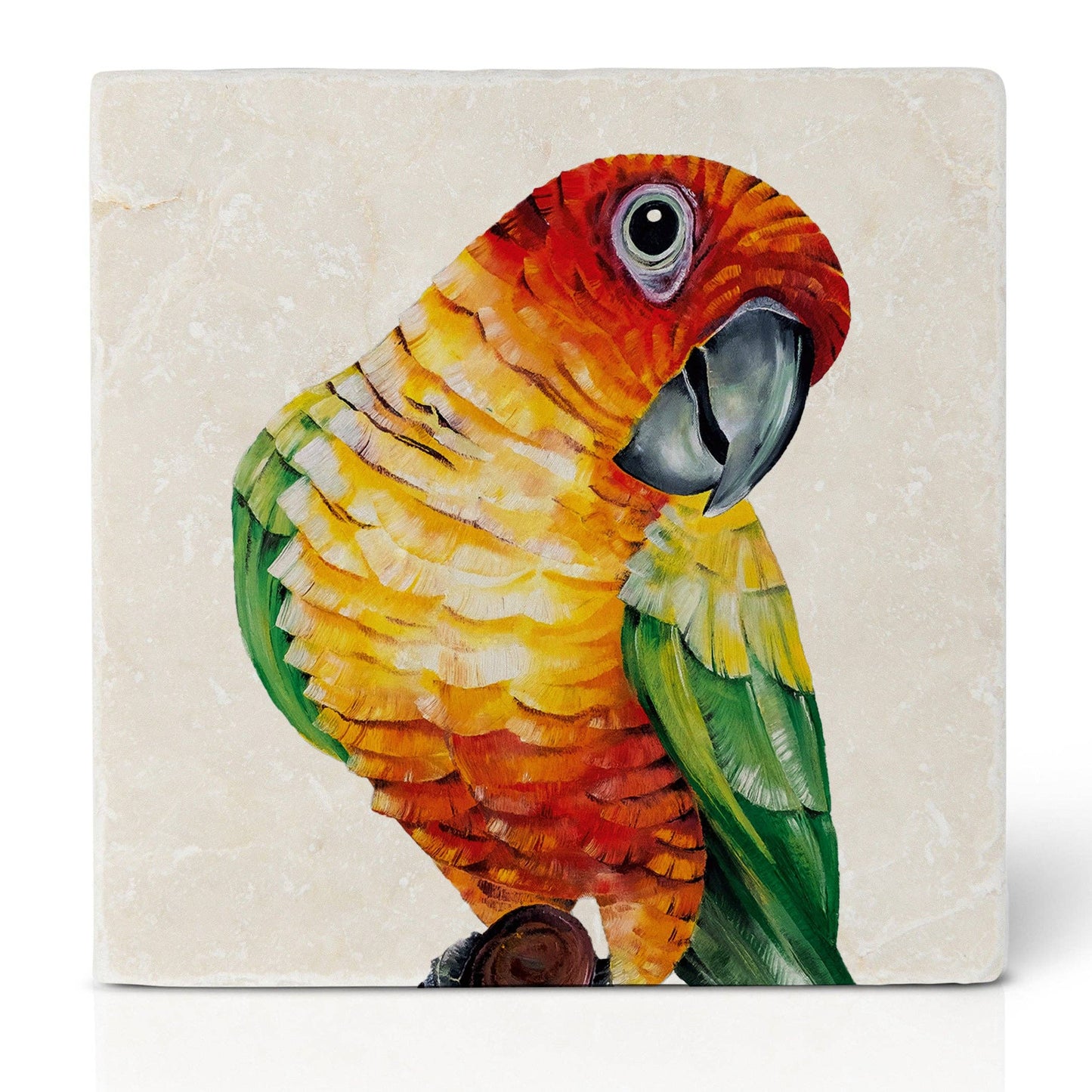 Tile coaster [natural stone] - Sun Parakeet