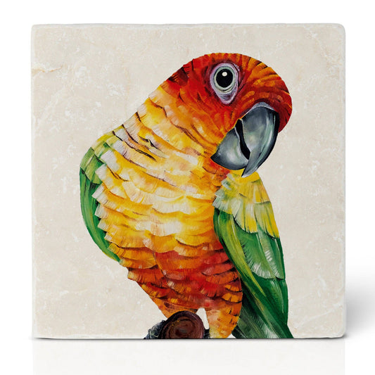 Tile coaster [natural stone] - Sun Parakeet