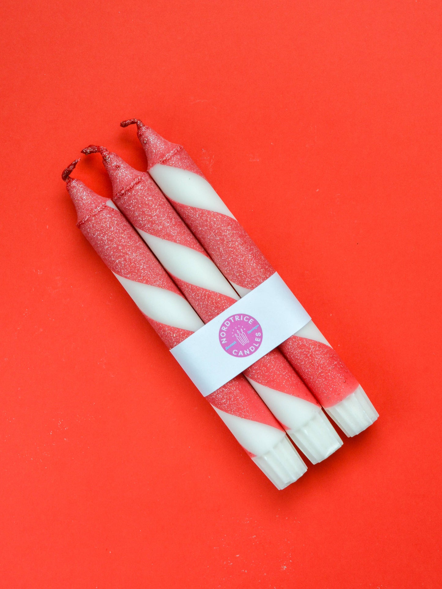 Taper candles- 3 pack/ Candles Christmas Glitter Red