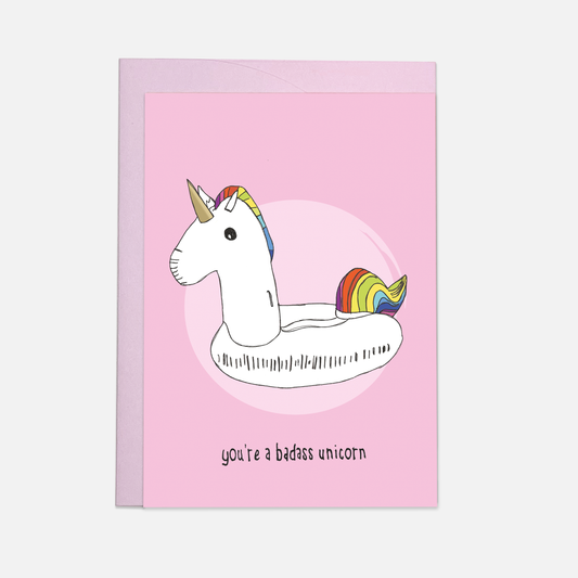Badass unicorn greeting card