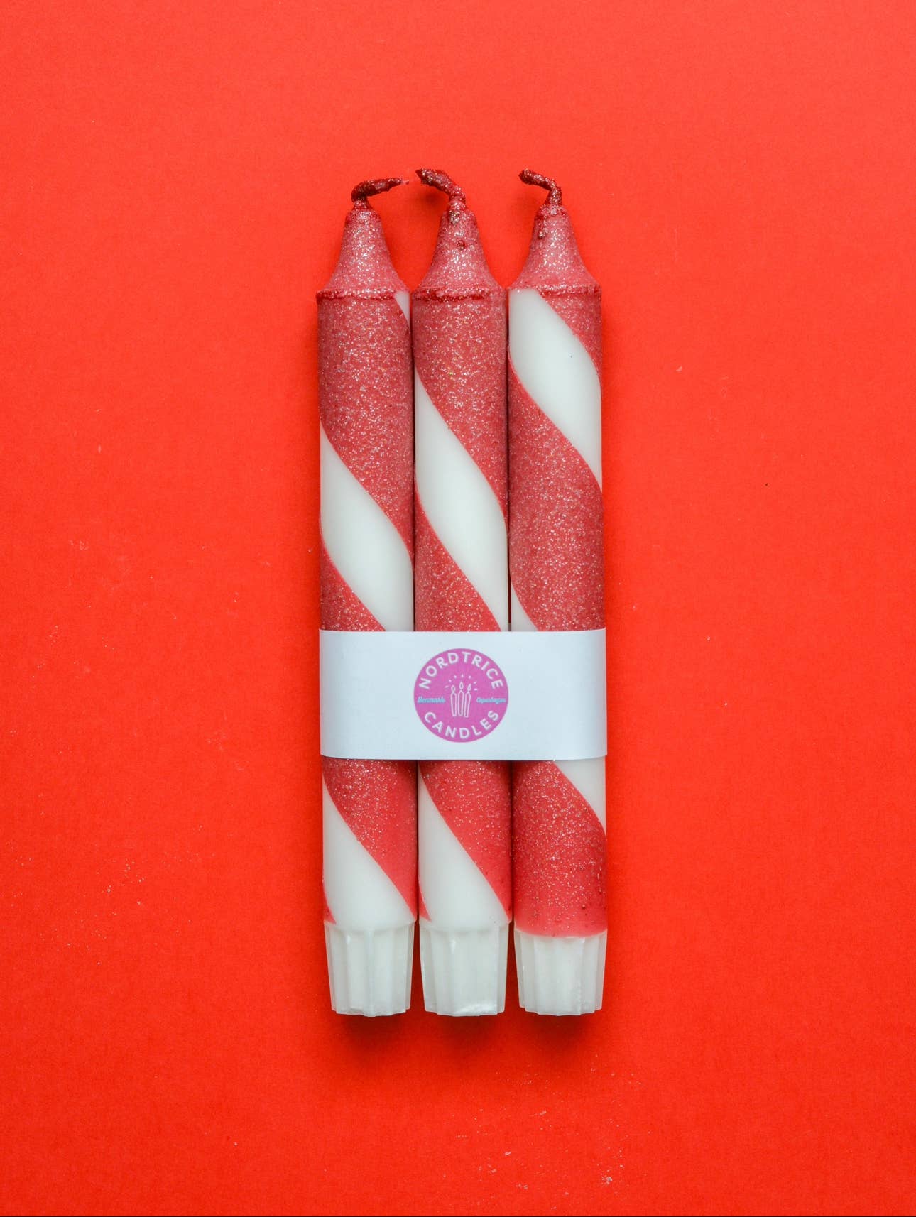 Taper candles- 3 pack/ Candles Christmas Glitter Red