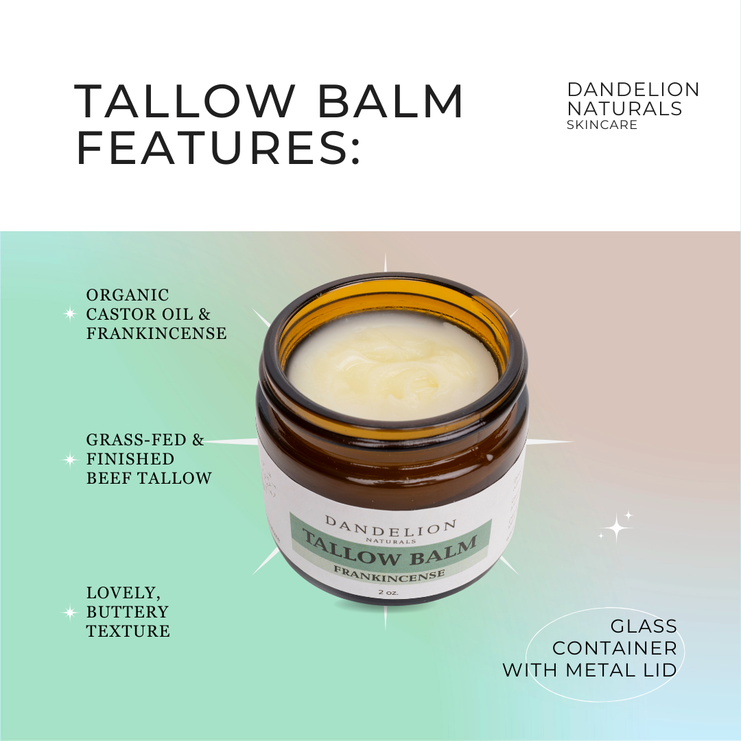 Grass Fed Tallow Balm with Organic Castor Oil & Frankincense